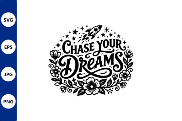 Chase Your Dreams Circular Floral Vector