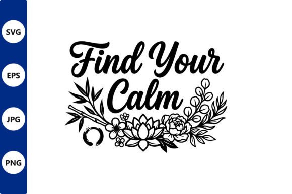 Find Your Calm Floral Line Art