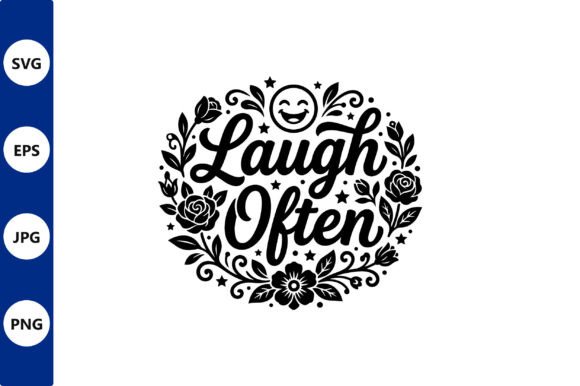 Laugh Often Floral Circle Vector