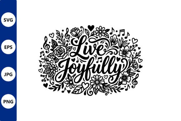 Live Joyfully Floral Doodle Border