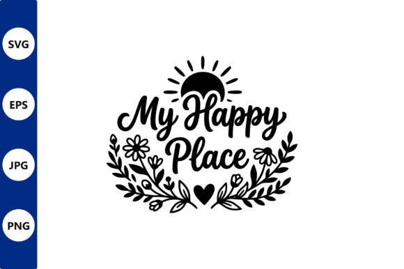 My Happy Place Line Art