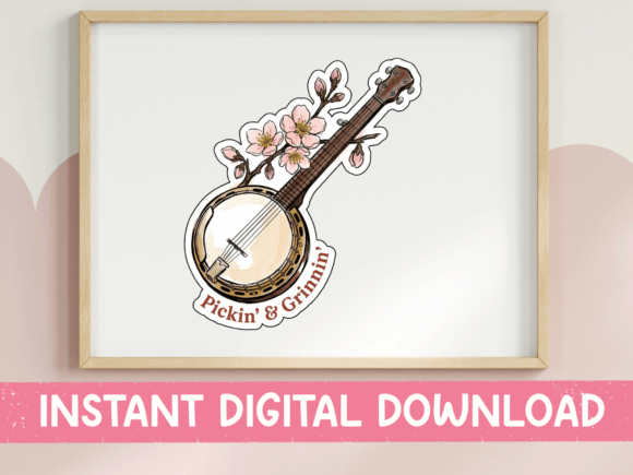 Pickin and Grinnin Banjo Floral Design