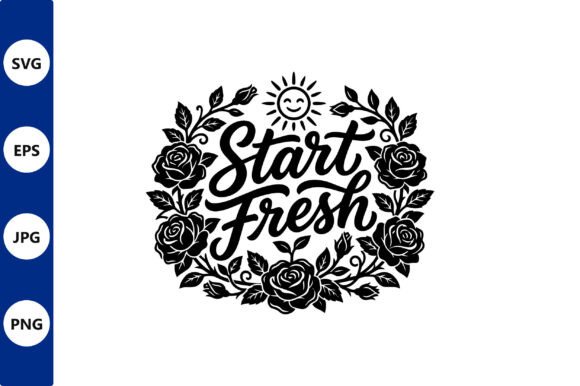 Start Fresh Floral Wreath Line Art