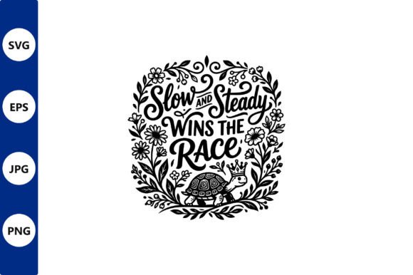 Turtle Proverb Floral Wreath Vector